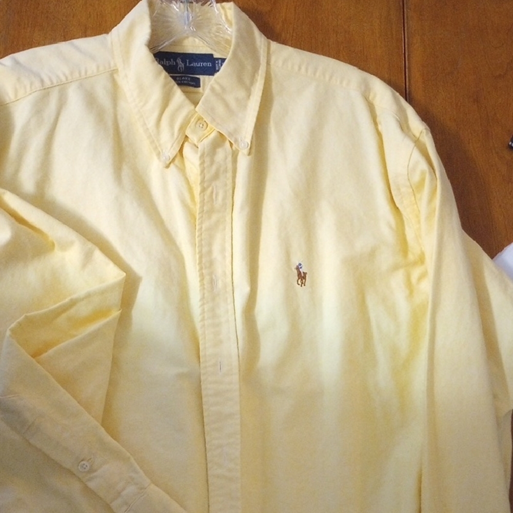 Ralph Lauren Men's Casual Yellow Button Down Shirt Vintage 90s